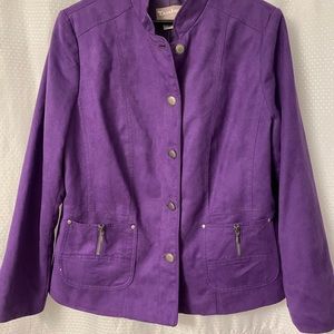 Faux suede light-weight jacket in vibrant purple